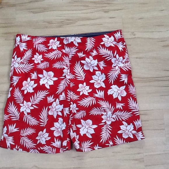 Land's End Red Hawaiian Print Swim Trunks Sz M - Picture 2 of 8